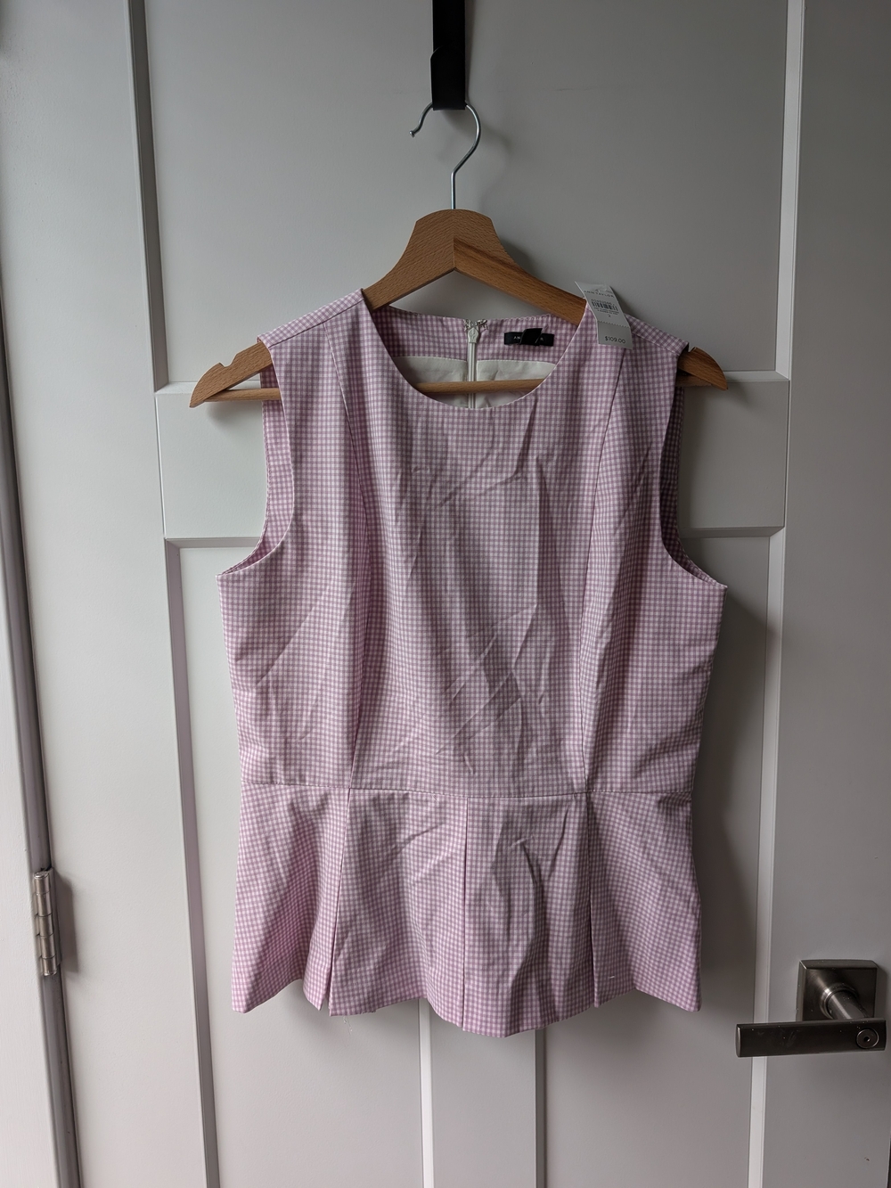 NWT Ann Taylor, Sleeveless Purple Gingham Peplum Top